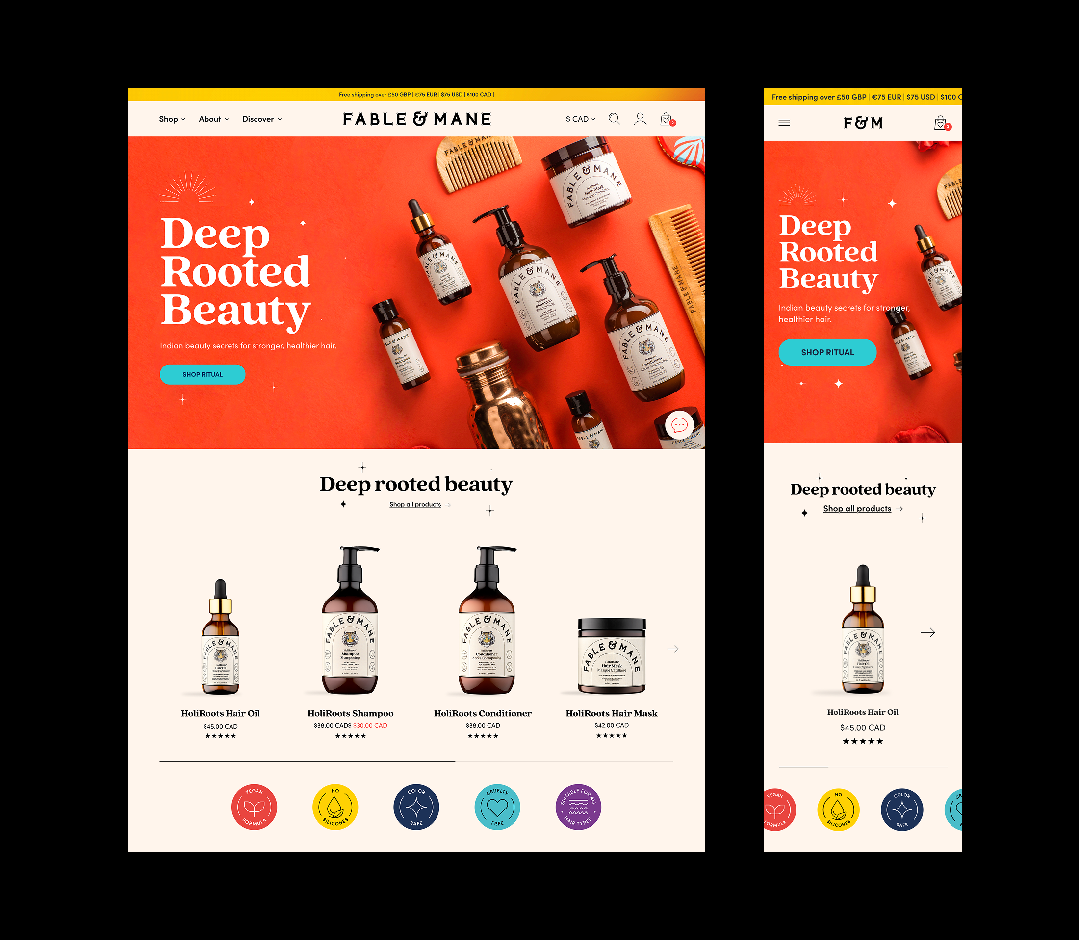 Fable & Mane Homepage Design