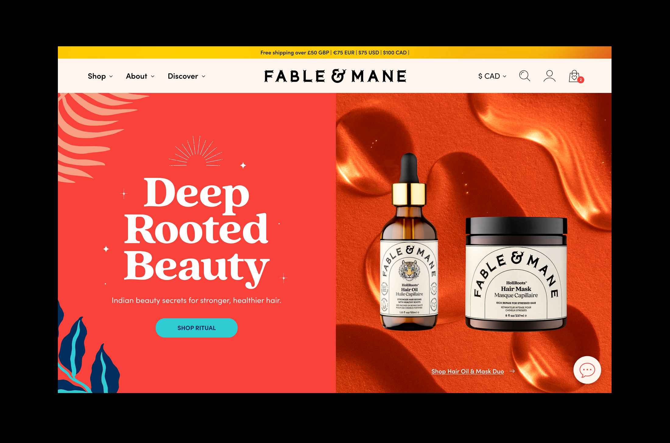 Fable & Mane Homepage Design
