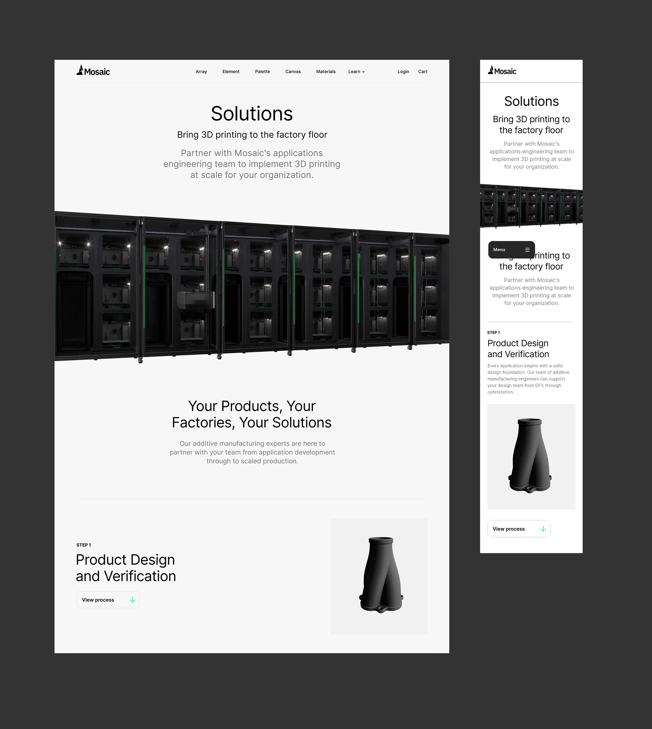 Mosaic MFG Solutions Page Design