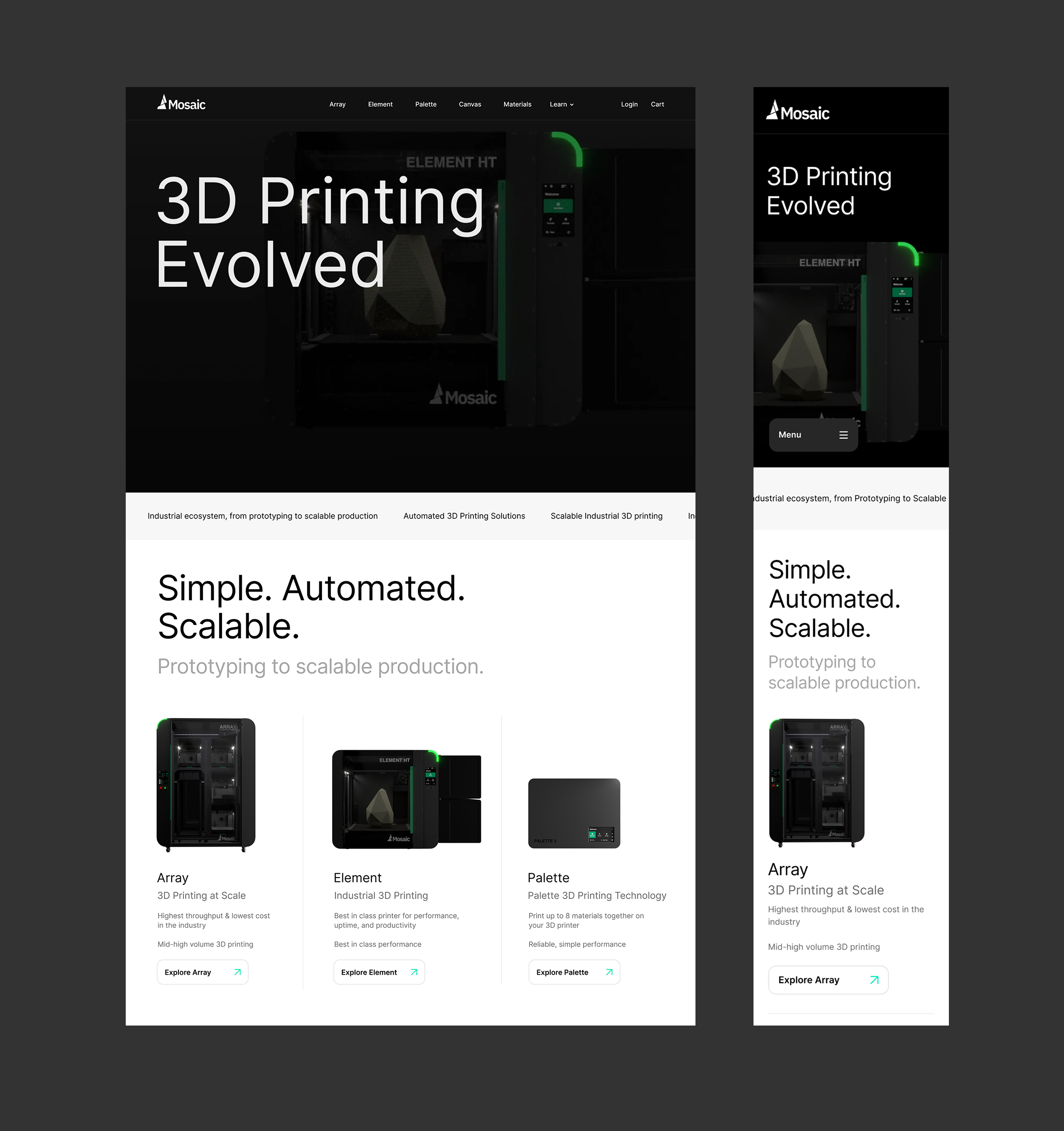 Mosaic MFG Homepage Design